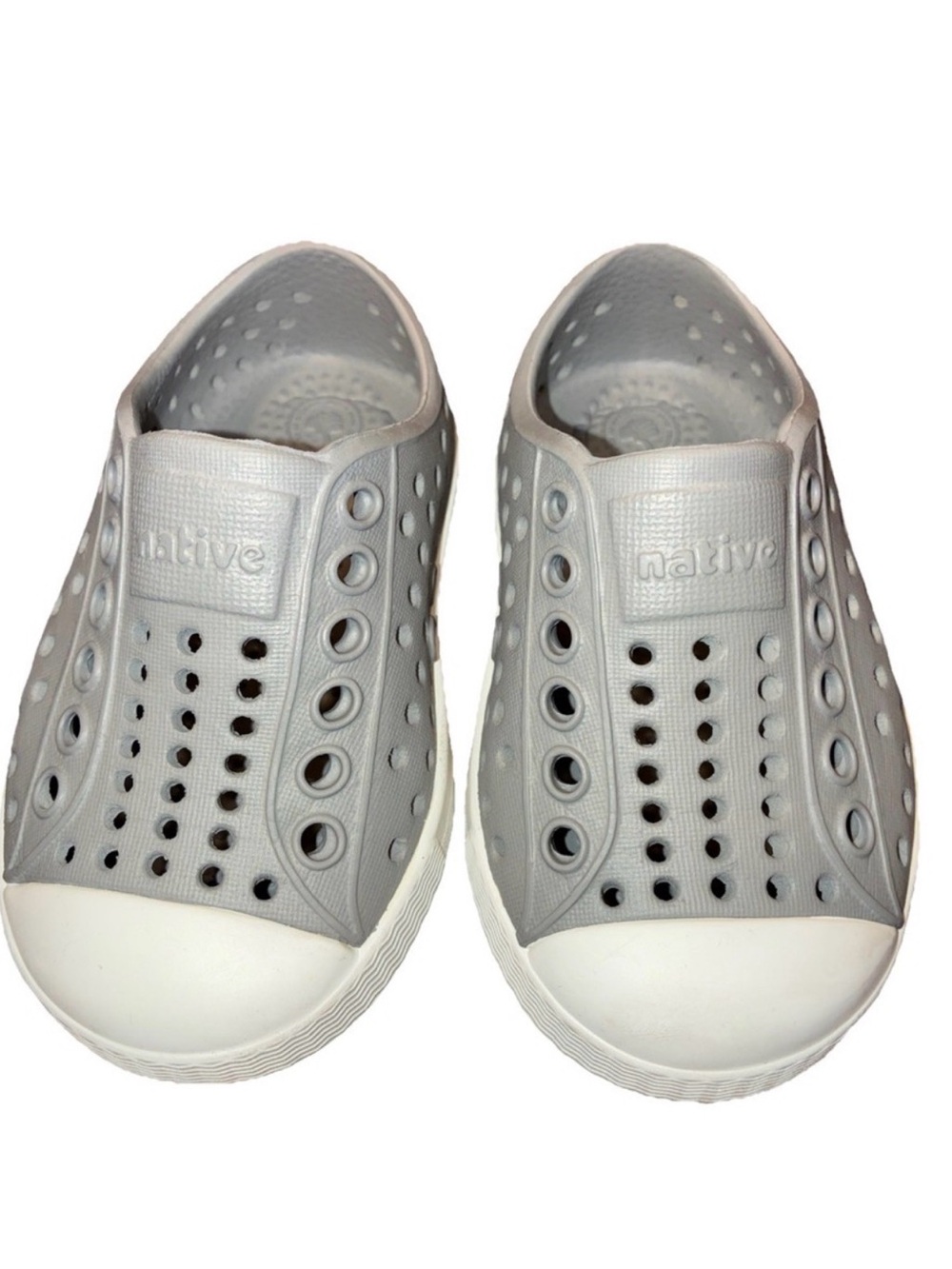 Native Kids Slip-On Water Shoes in Light Gray and White